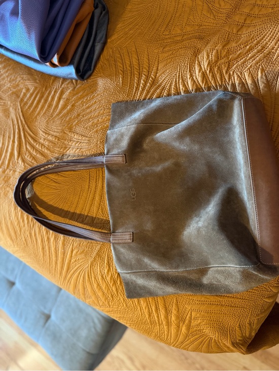 UGG Handbags - UGG Suede Tote in Dark Brown with Leather Trim